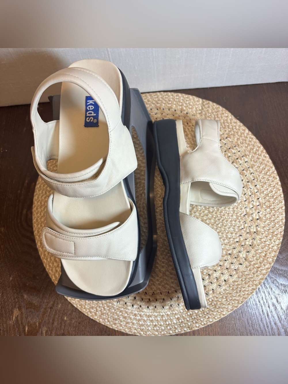 Keds Women’s cream leather multi-strap sandals adjustable closures Sz 8.5 - Picture 5 of 12